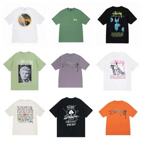 Stu kurzärmeliges Logo runder Ausschnitt kurzärmeliges lockeres Unisex T-Shirt-1855  