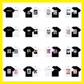 PURPLE Buchstabenmuster gedrucktes kurzärmeliges T-Shirt für Männer und Frauen American High Street   