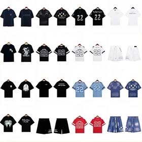 AMIRI Neues Logo Nummer 22 gewaschen Retro Paar trendy Sport 5-Punkte Shorts Anzug-1916  