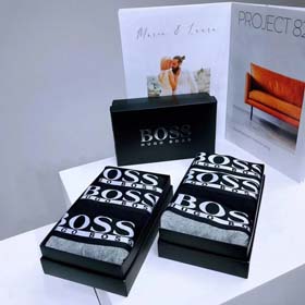 Boss Männer stilvollen Solid Color Logo gestickte atmungsaktive Shorts Boxer Shorts (Herren 3pcs) -2  