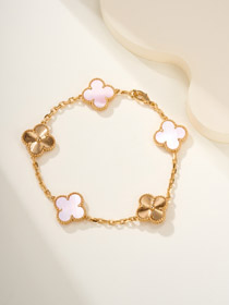 Van Cleef & Arpels Rosa Perlmutt Blume Armband-3565  