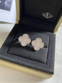 Van Cleef & Arpels voll Diamant Vierblatt Kleefer Ohrringe-3958  