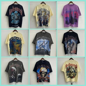 Godspeed Schädel Rock Band gewaschen lässige lockere Kurzarm T-Shirt-2758  