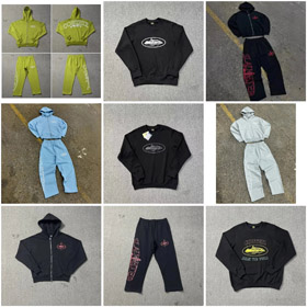 Corteiz Hooded Langärmeliger Reißverschluss Sweatshirt und Sweatpants-4411  